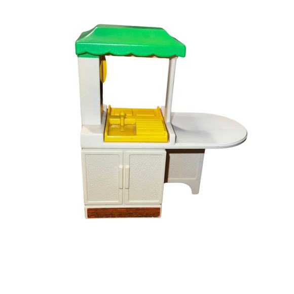 Little Tikes MINIATURE DOLLHOUSE SIZE Kitchen Yellow Green VTG 1980s - Picture 3 of 5